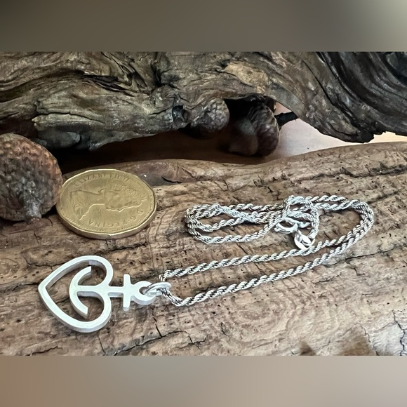 Artisan Anchor Heart Pendant Necklace Cable 925 Chain Nautical 16” - Picture 1 of 6